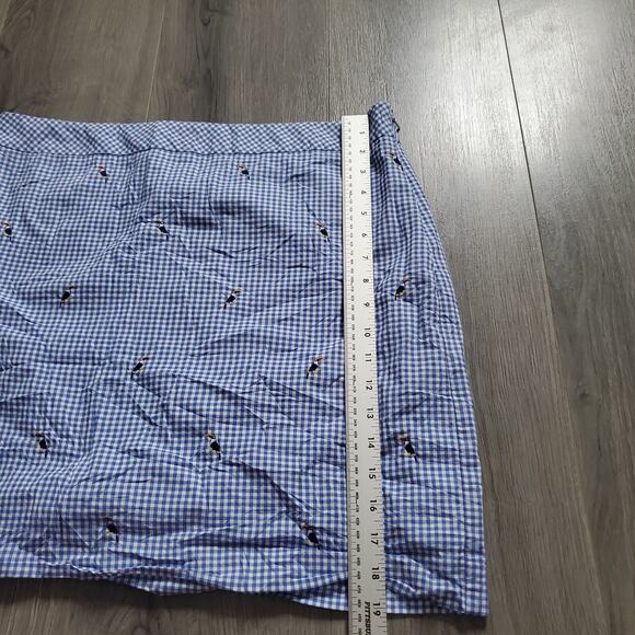 Talbots Gingham Mini Skirt 16P Toucan Embroidered Picnic Garden Party Summer - Picture 6 of 8